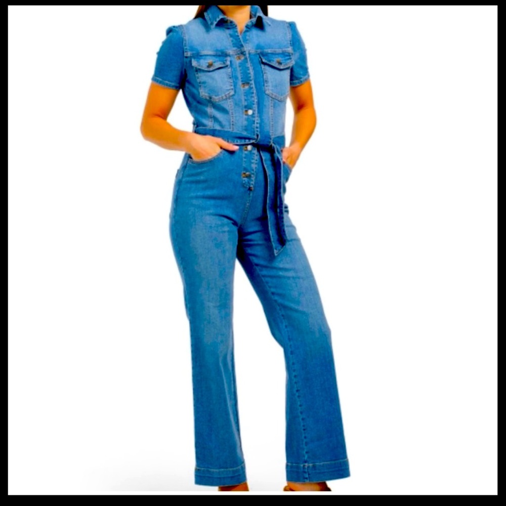 Sold out Avec les Filles denim jumpsuit flare legs very nice timeless piece